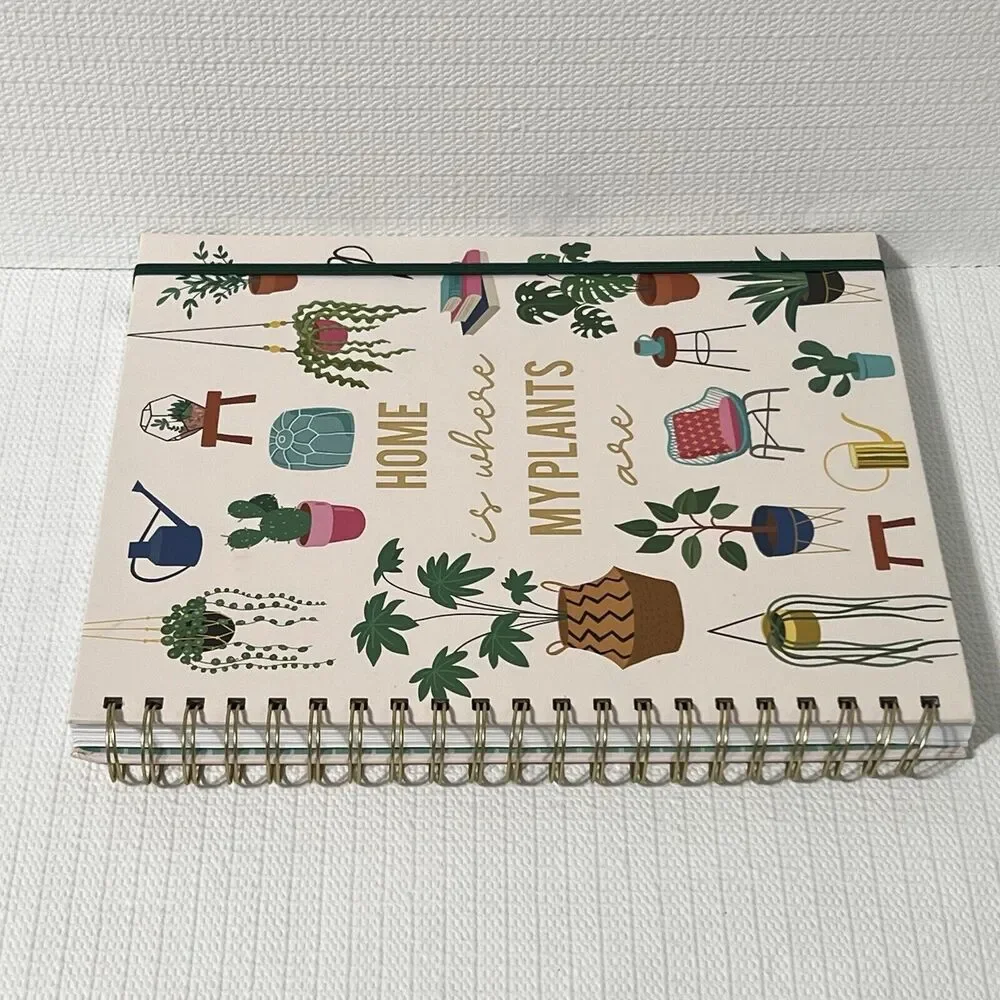 HOME is Where My PLANTS Are Hardcover Spiral Notebook Journal Pink Gold Lined